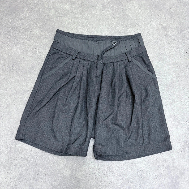 high rise corset style pleated shorts