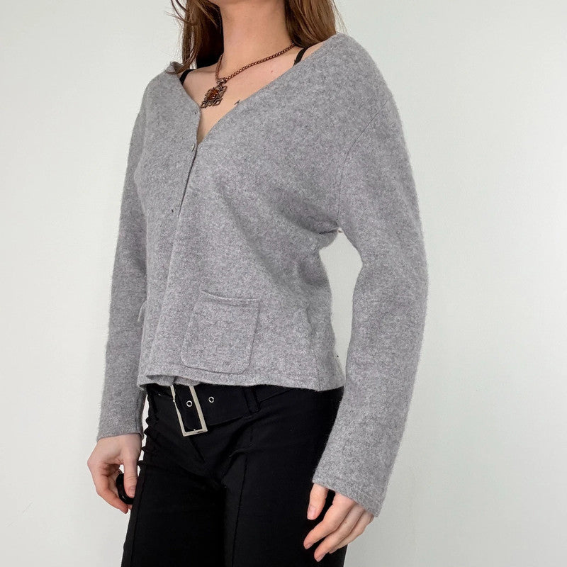 slouchy grey cashmere cardigan