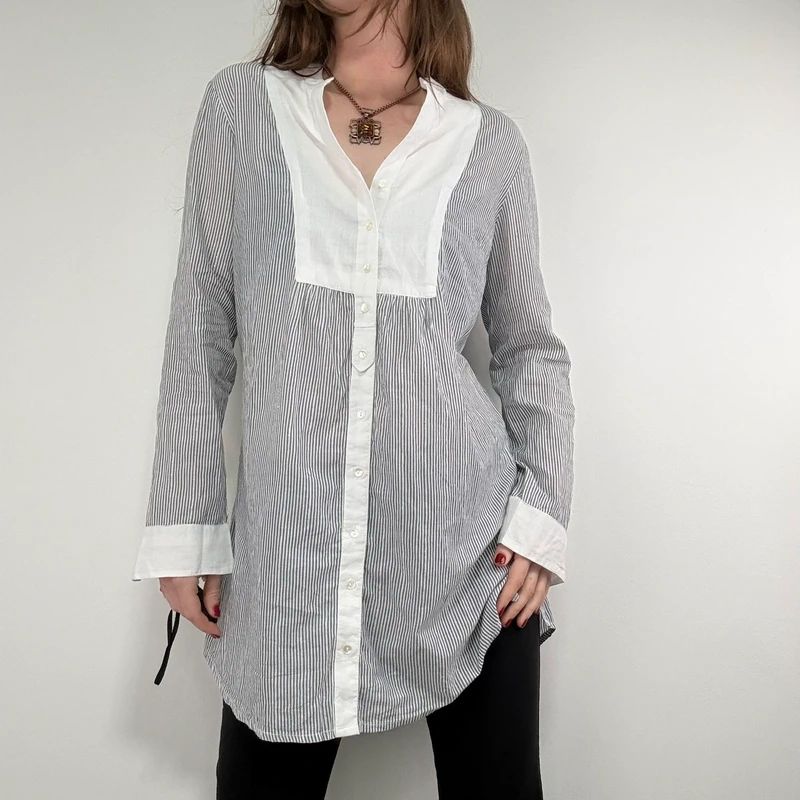 pinstripe cotton long shirt