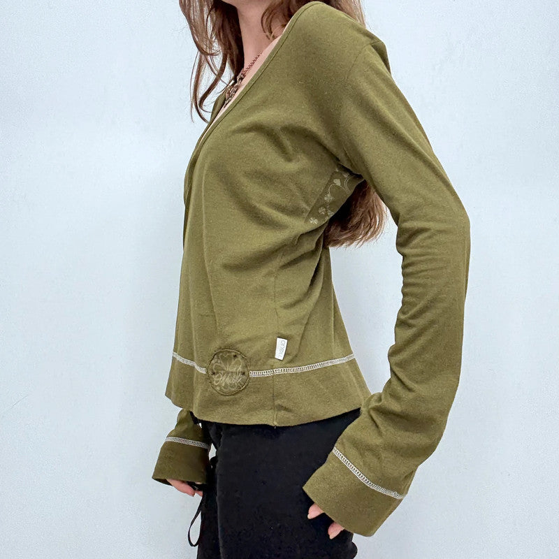green slouchy off the shoulder t-shirt