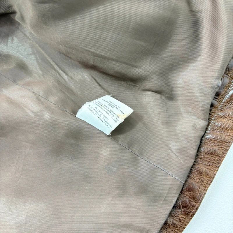 Brown Oversized Leather Bomber Jacket