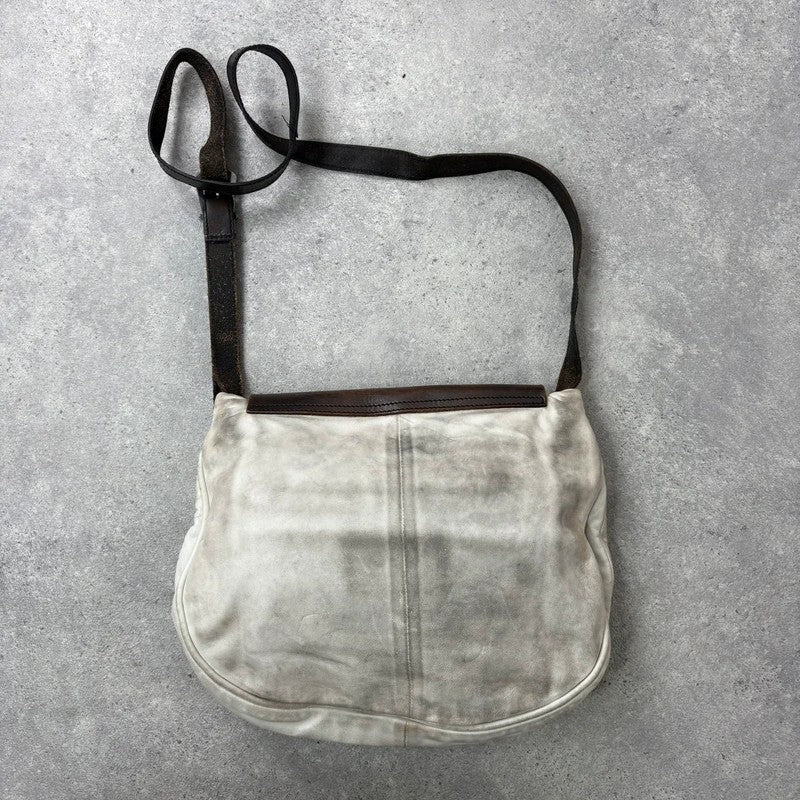 Distressed diesel leather slouchy messenger bag