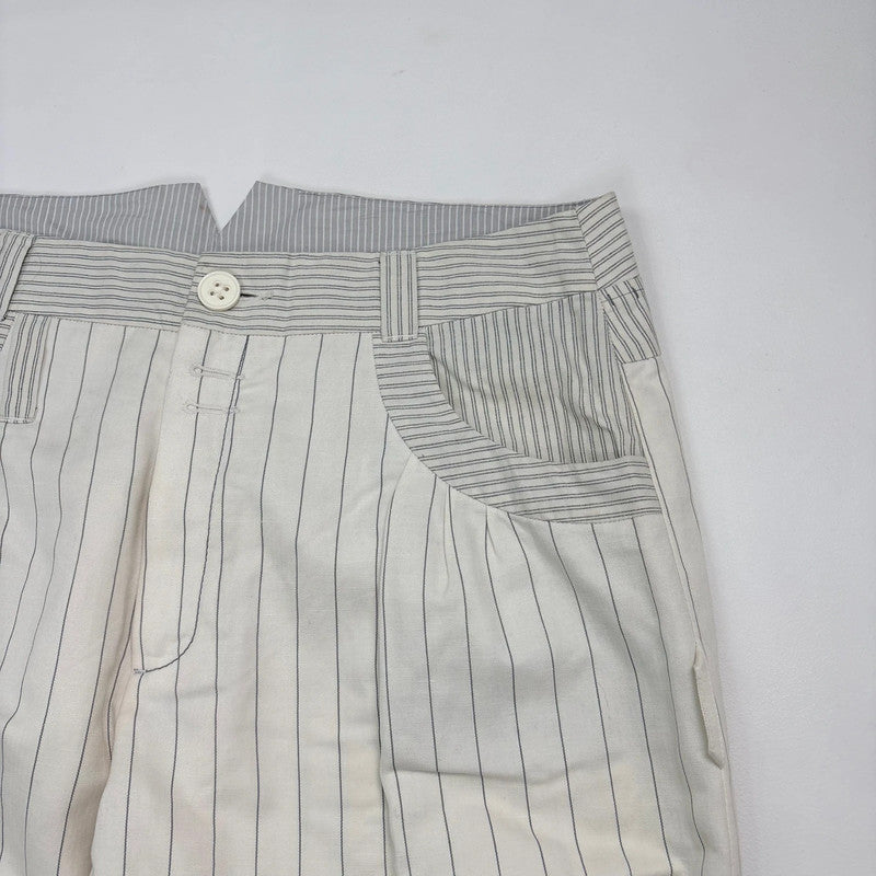 pleated pinstripe cropped cuffed trousers