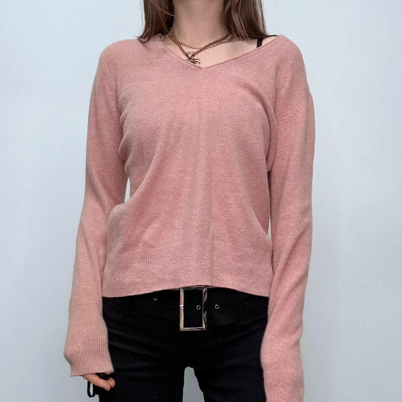 slouchy pink wool knitted jumper