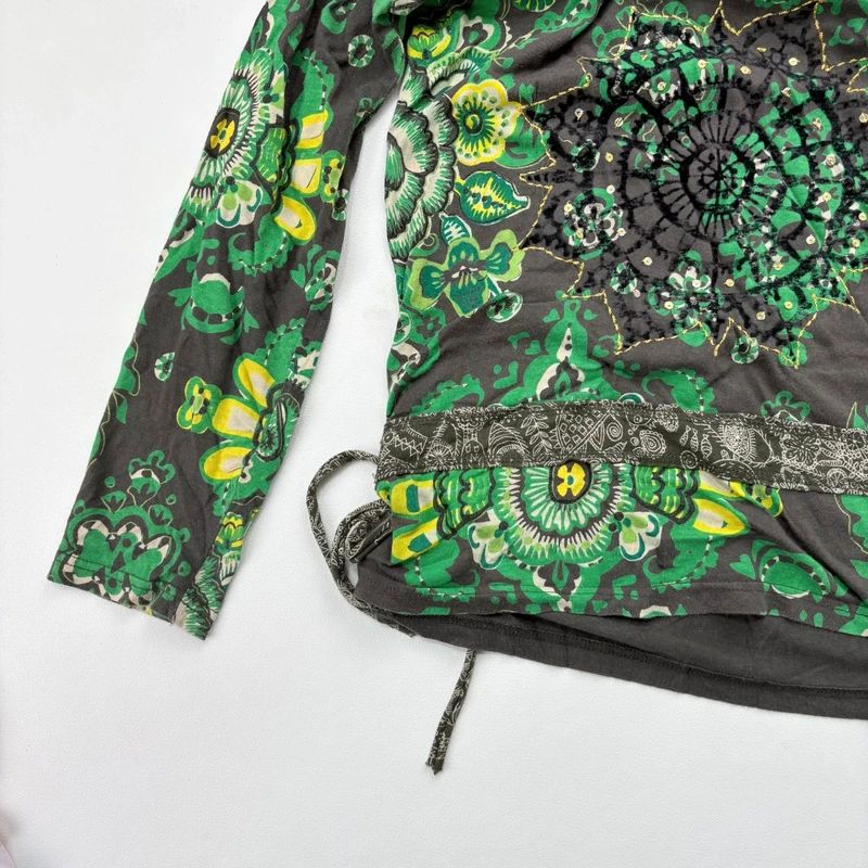 Khaki Paisley Boho Long Sleeve T-Shirt
