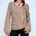 Cop Copine brown asymmetric puff sleeve utility jacket