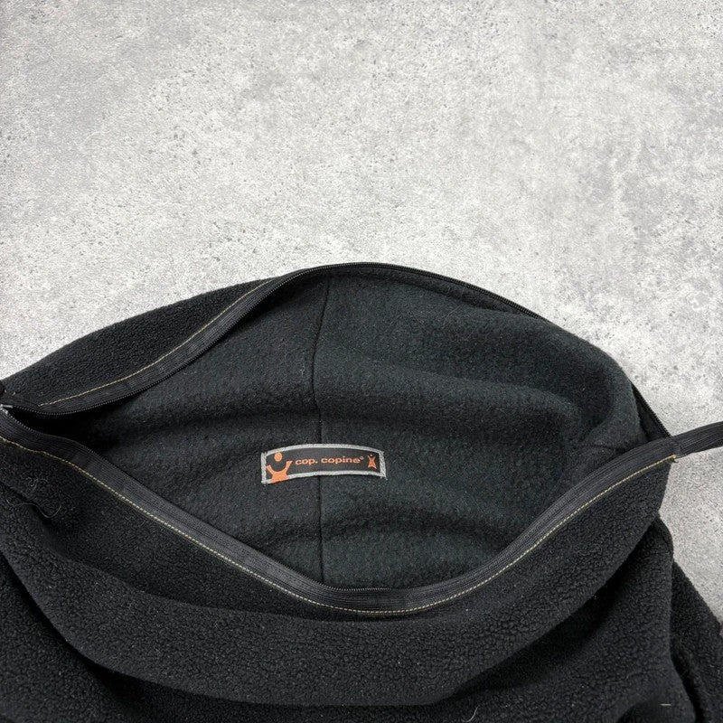 Fleece asymmetrical black zipper cop copine sweater top