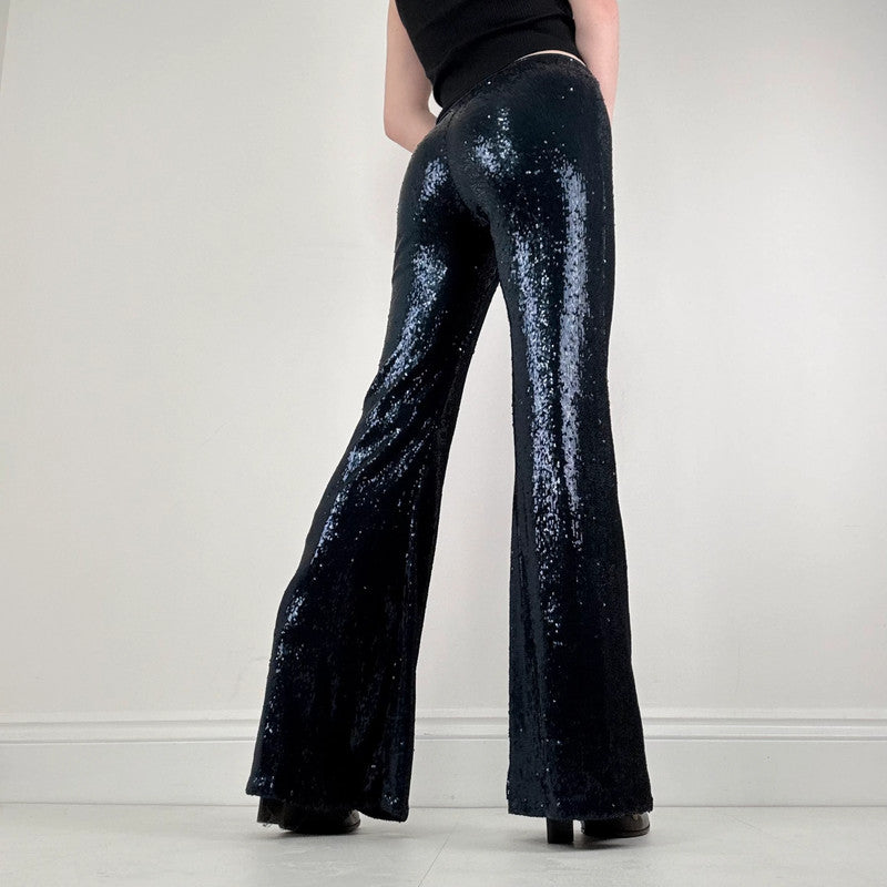 blue sequin metalic Free People flares