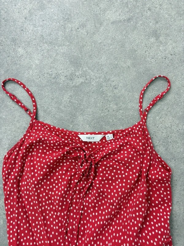 red polkadot cami slip maxi summer dress