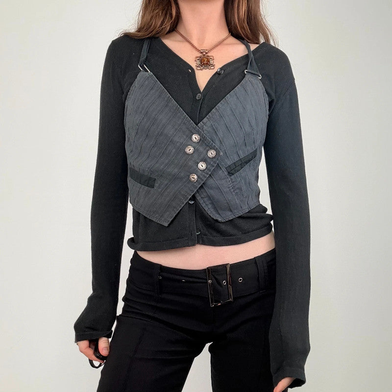 grey pinstripe asymmetric waistcoat