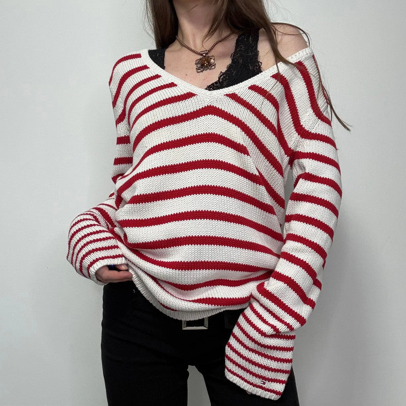 oversized slouchy striped knit jumper