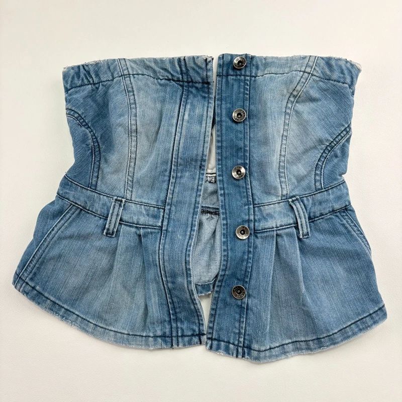 AllSaints stuctured Denim Corset Top