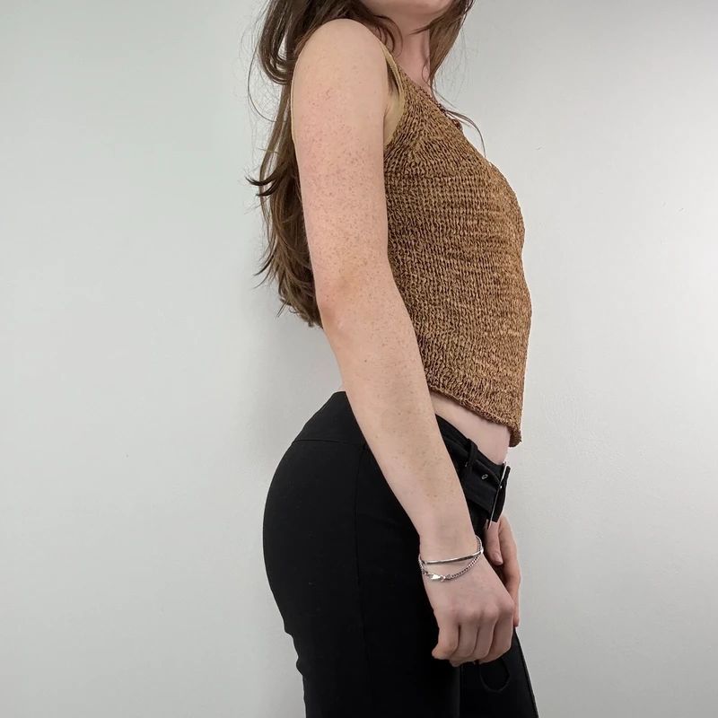 tan knitted slouchy vest top