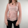 pink flared long sleeve t-shirt