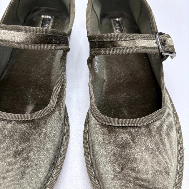 khaki velvet furlane ballerina pumps