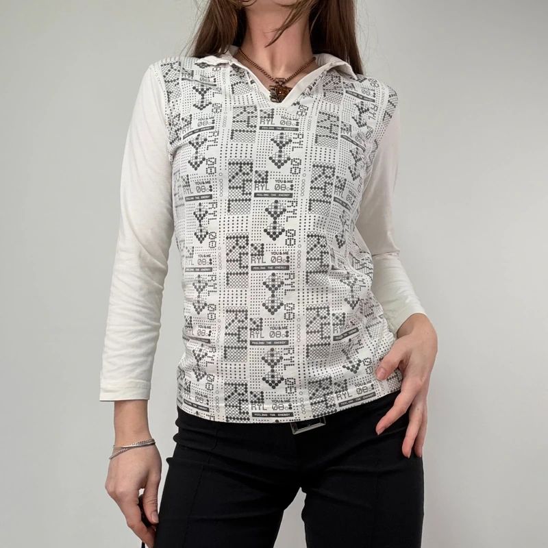 White Graphic printed Polo Shirt