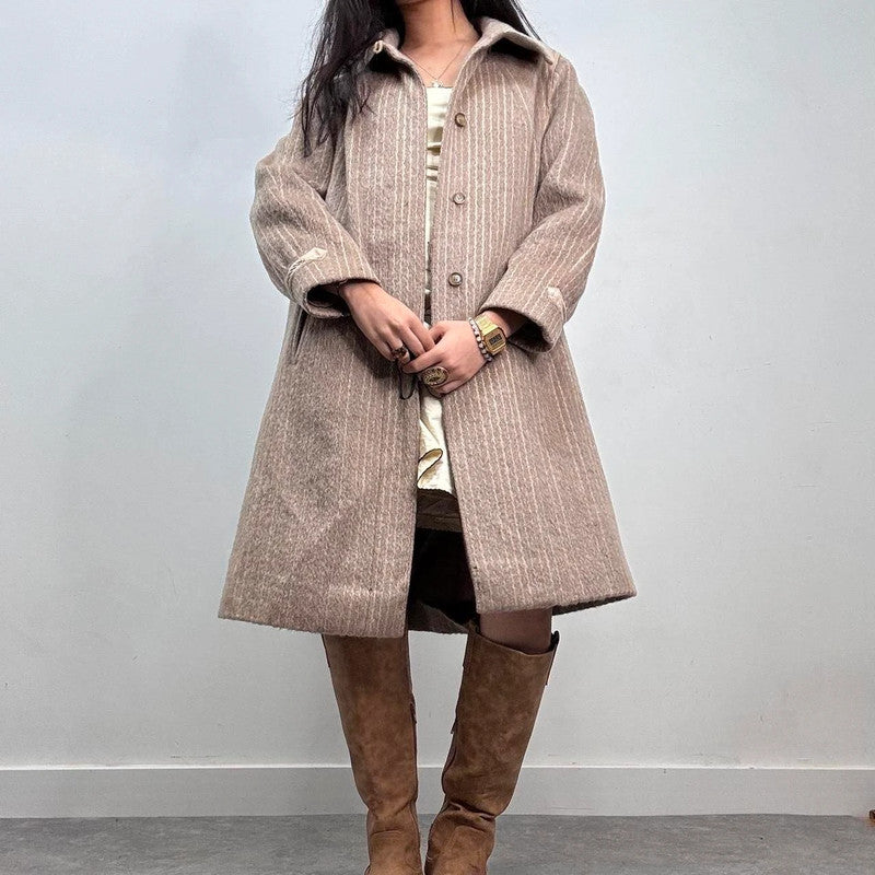 pinstripe wool slouchy trench coat