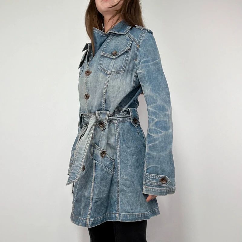 Distressed Denim Trench coat