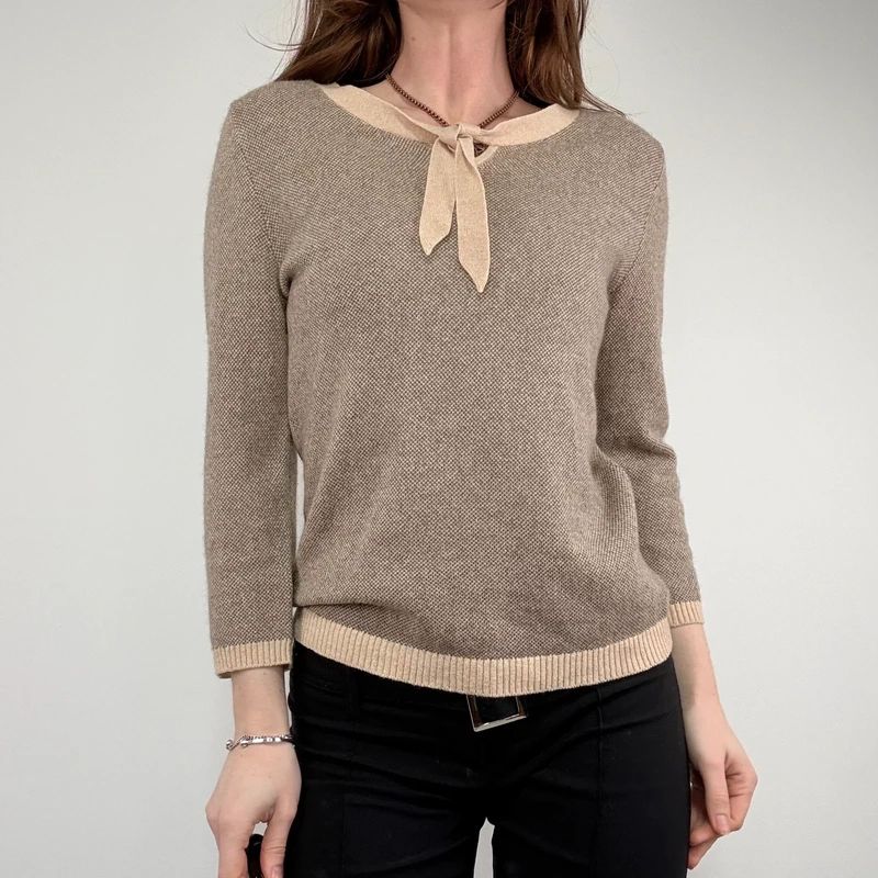 brown cashmere bow jumper