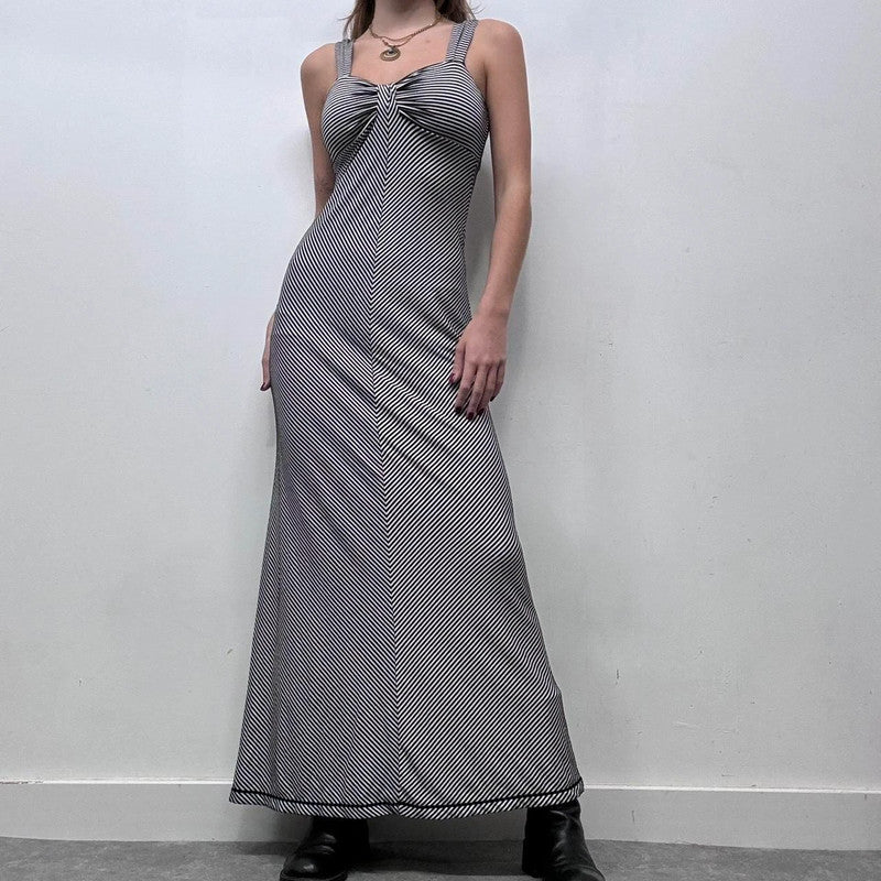 pinstripe maxi jersey dress