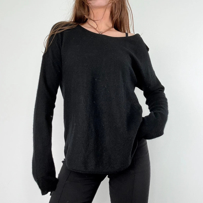 black asymmetric cashmere jumper