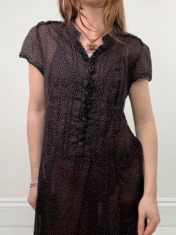 Sheer cotton polkadot babydoll dress
