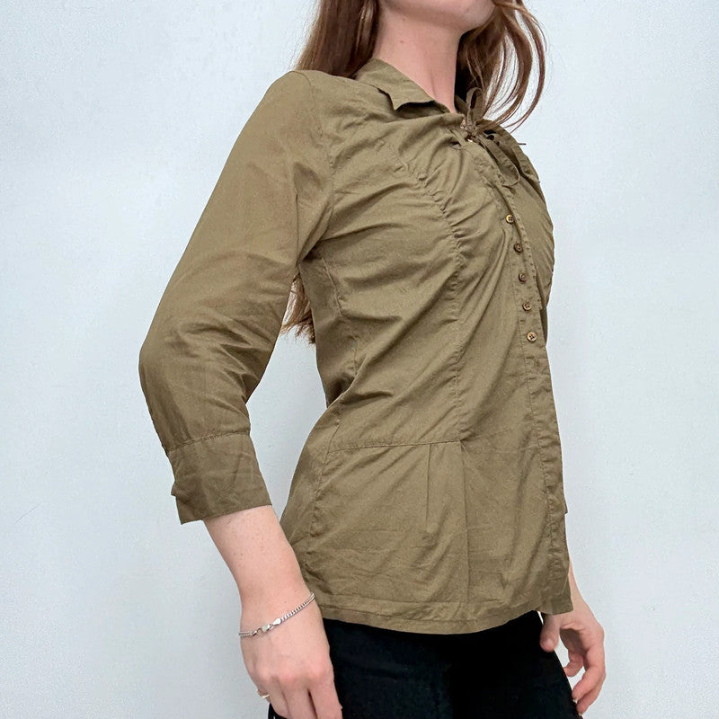 Cop Copine khaki gathered cinched shirt