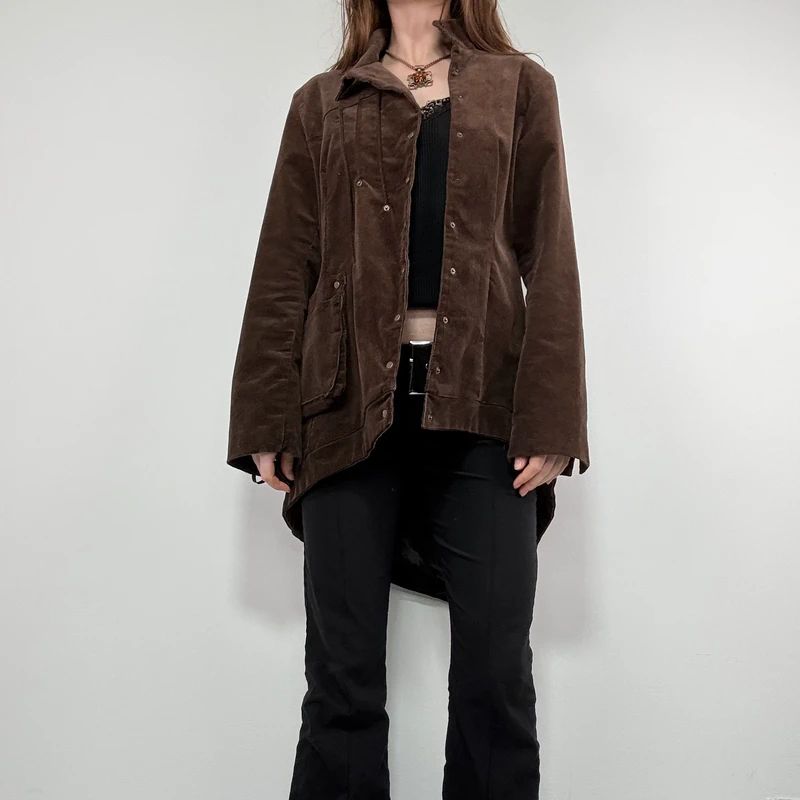 asymmetric brown cord Napoleon jacket