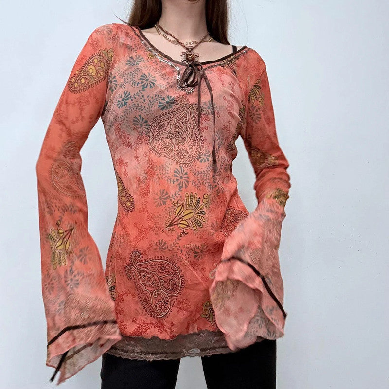 Bell flare paisley hippie fairy shirt
