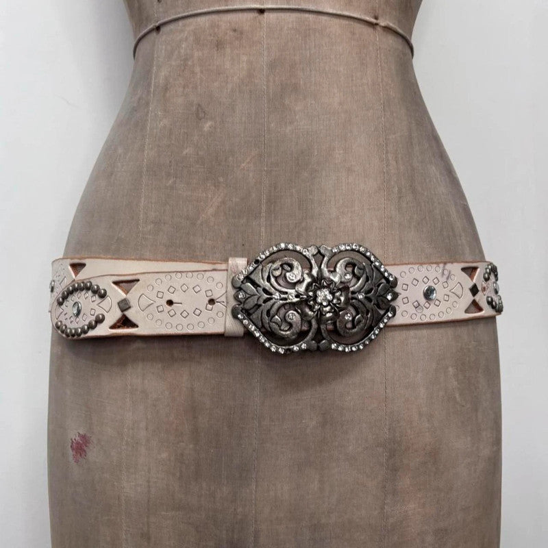 leather studded distressed belt