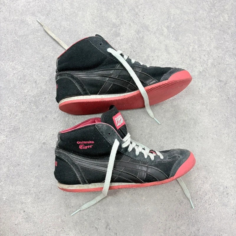 Black leather onitasuka tiger high top trainers