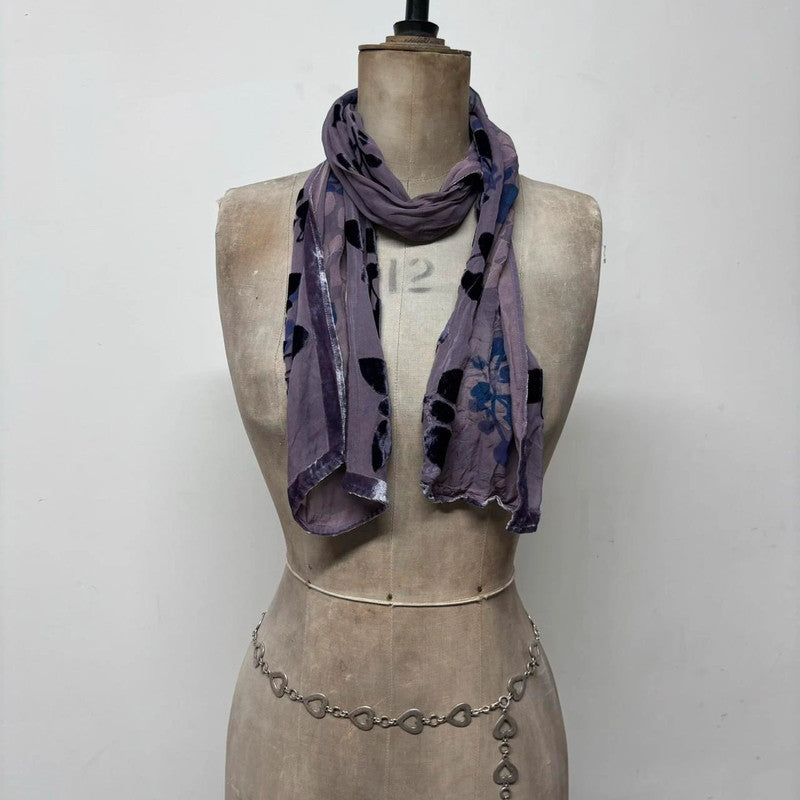 velvet sheer floral silk scarf