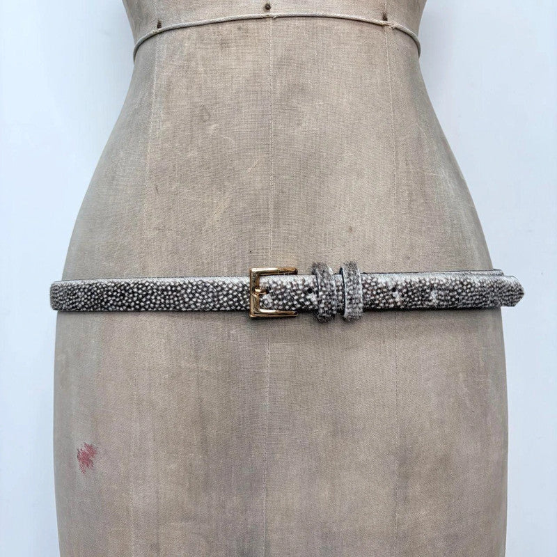 pony cowhide polkadot leather belt