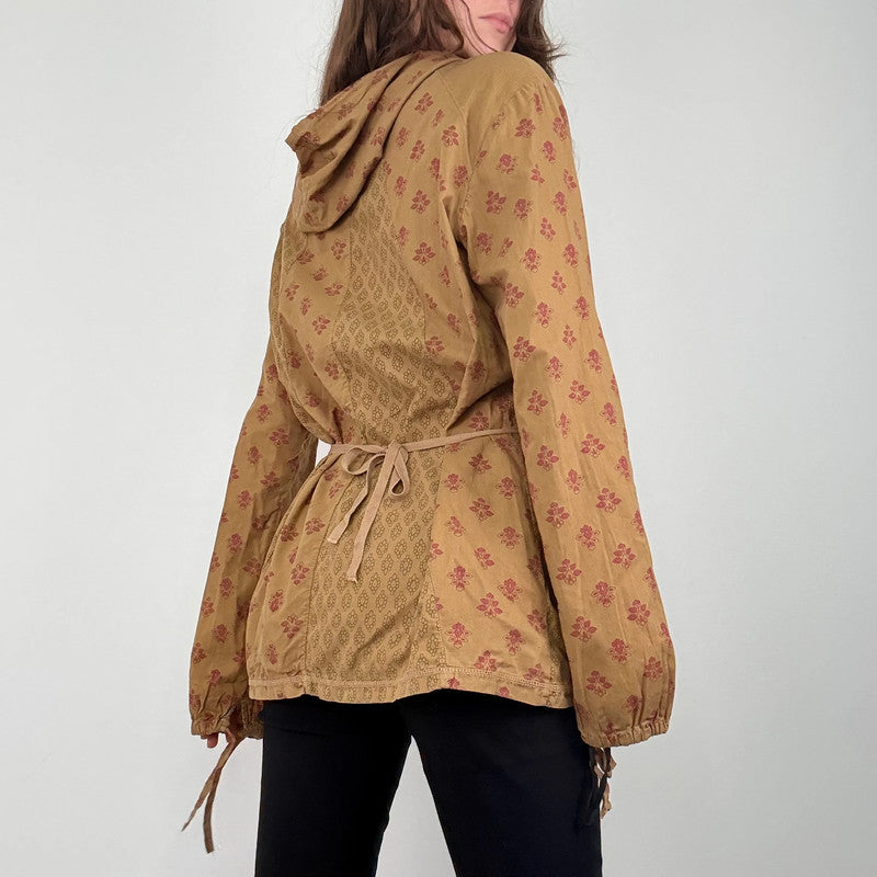 tan khaki printed cotton shirt