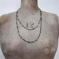 long wrap pearl metal necklace