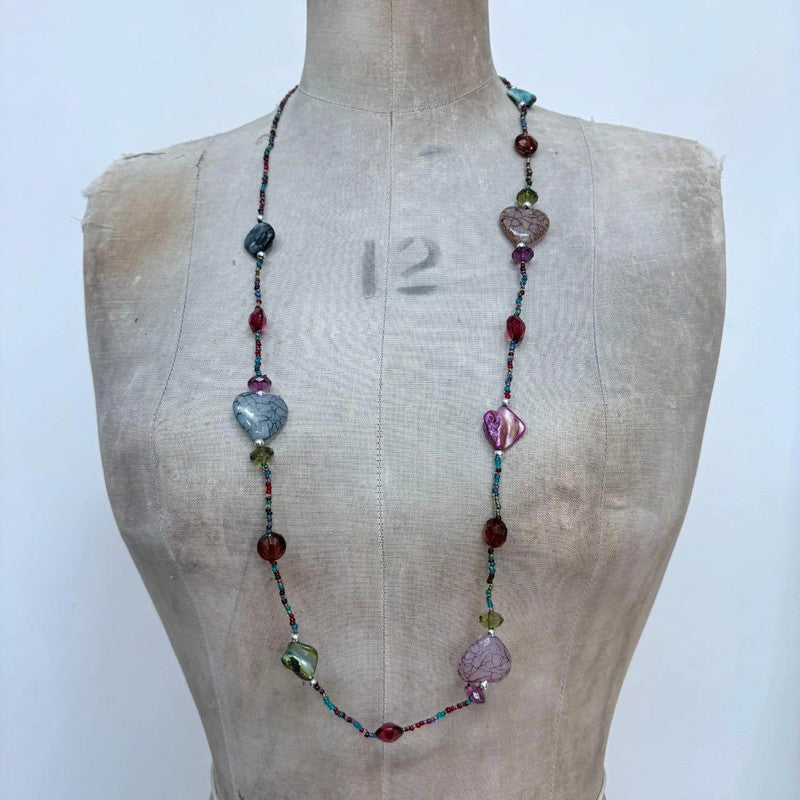 long beaded gemstone necklace