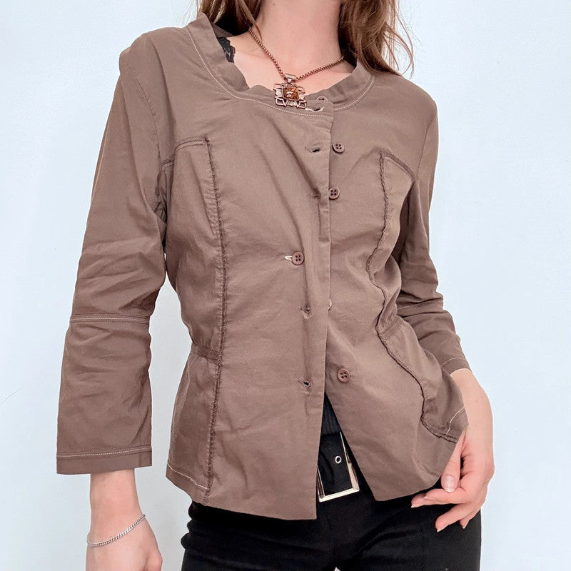 asymmetric brown fitted jacket