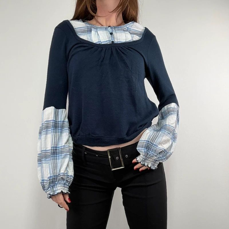 navy layered shirt jumper