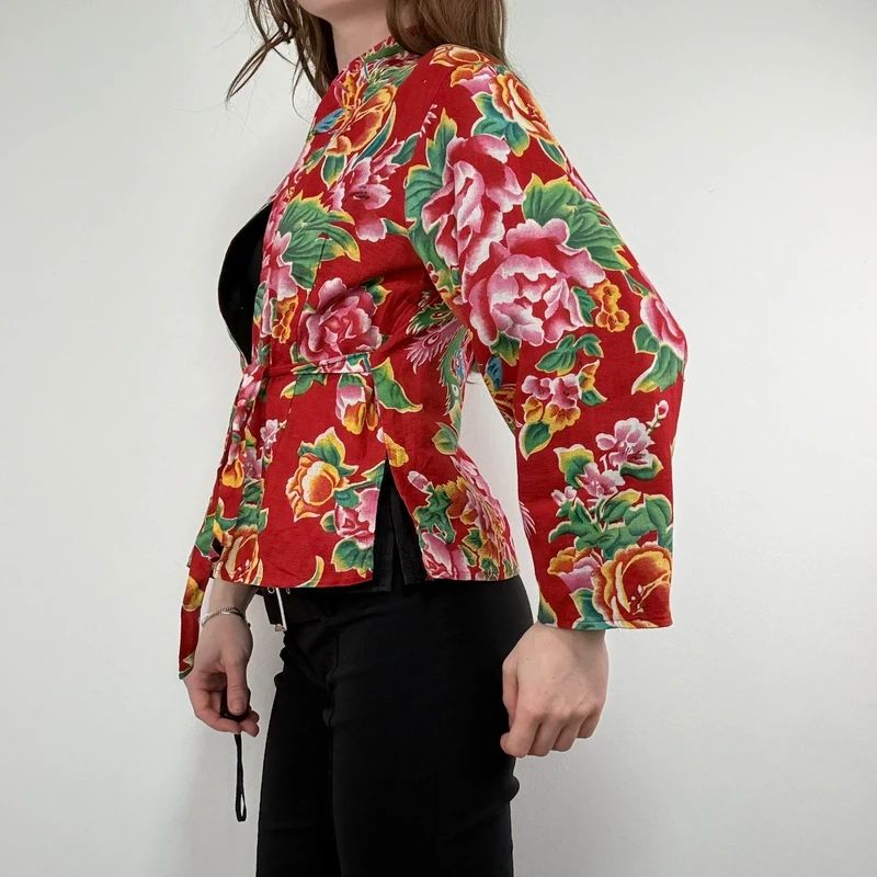 black linen boxy cropped kimono jacket