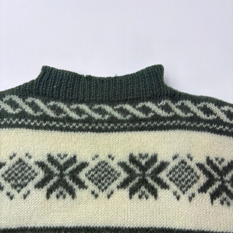 green wool fairisle knitted jumper