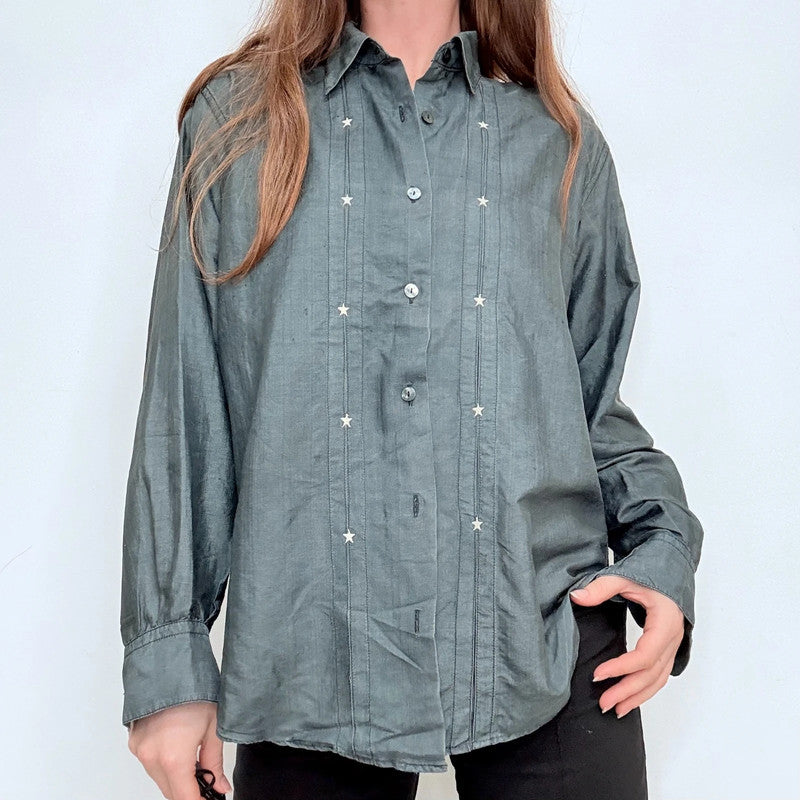 raw silk pleated front oversized shirt