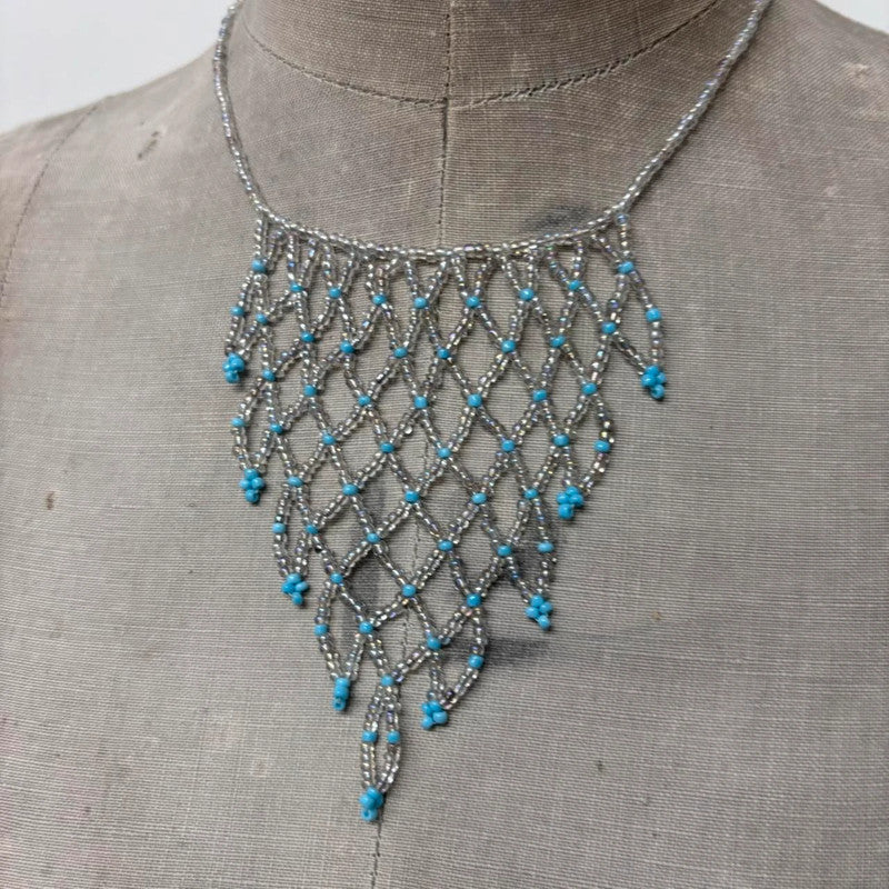 beaded chandiler layered drape necklace