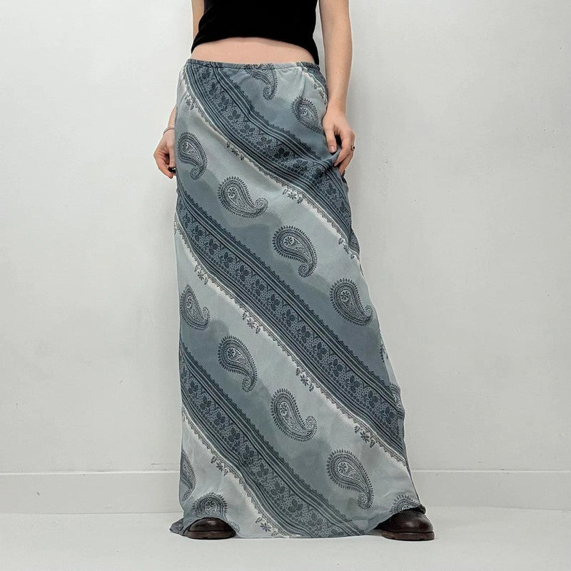 blue paisley maxi skirt