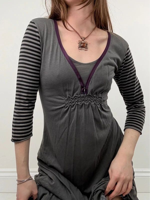 Cop Copine pinstripe gathered midi dress