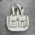 White crochet laced cargo Y2K bag