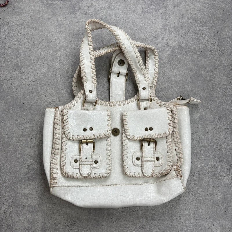 White crochet laced cargo Y2K bag