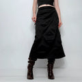 black structured archival flared skirt