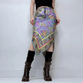 handkerchief paisley midi skirt
