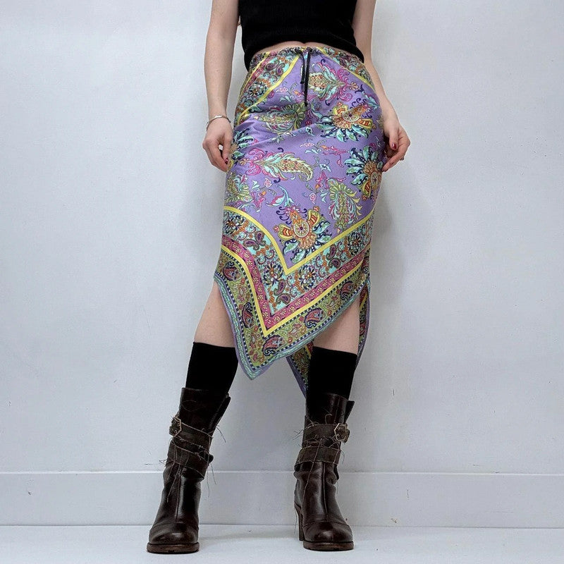 handkerchief paisley midi skirt