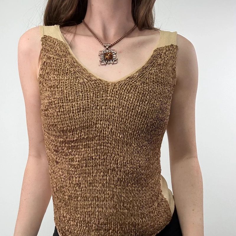 tan knitted slouchy vest top